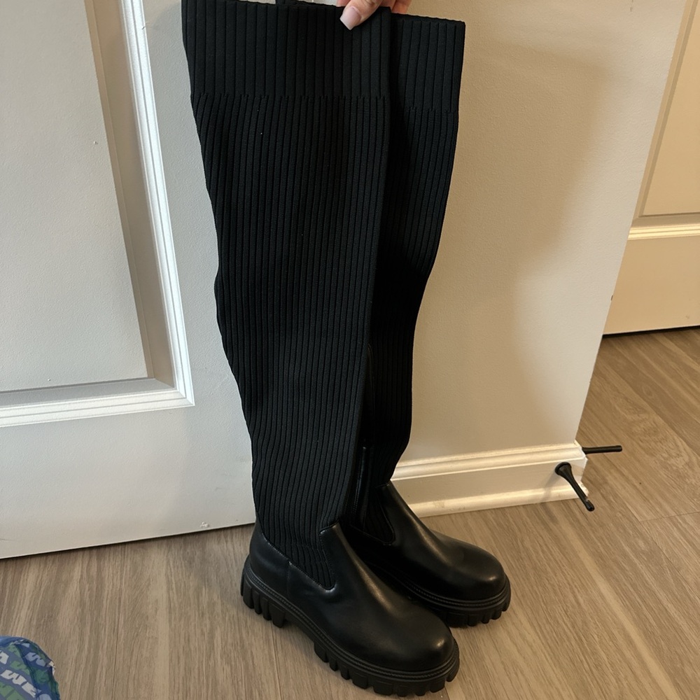 SHEIN Black Over the Knee Boots
